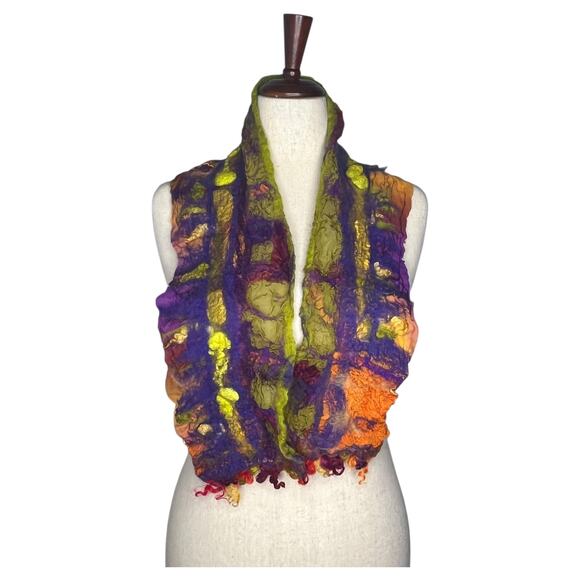 Fiber Artist Ruby Rice Women's Scarf Abstract Art To Wear Multicolored Artisan - Picture 2 of 9